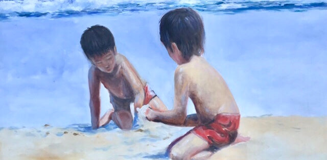 John Harper - Niños jugando con la arena del mar